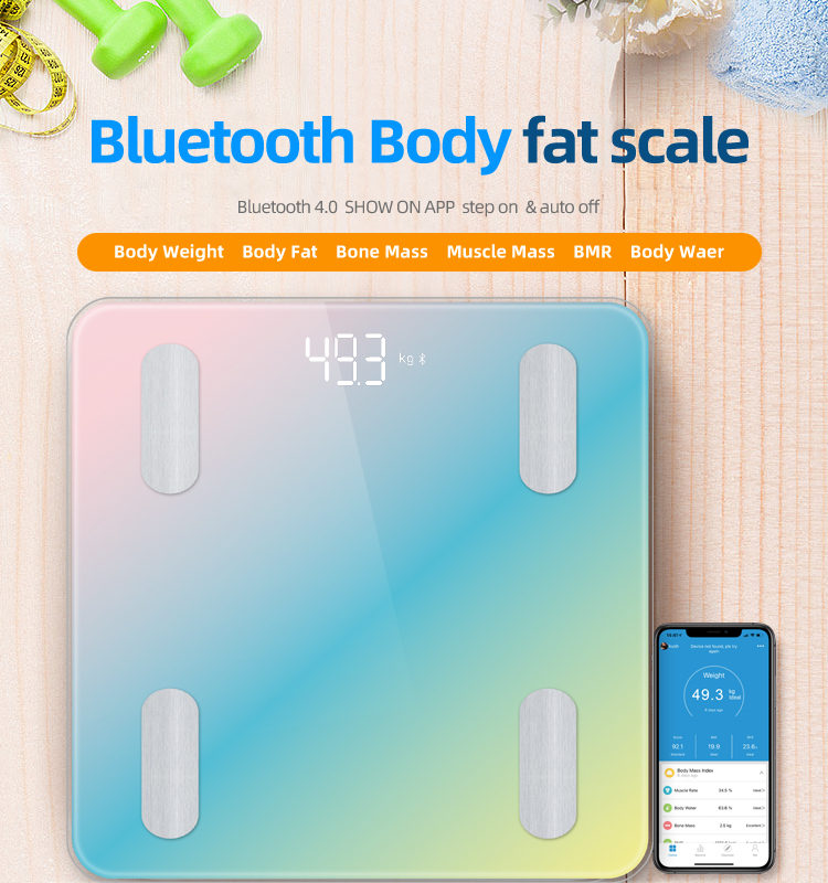 Báscula de peso de grasa corporal inteligente en digital