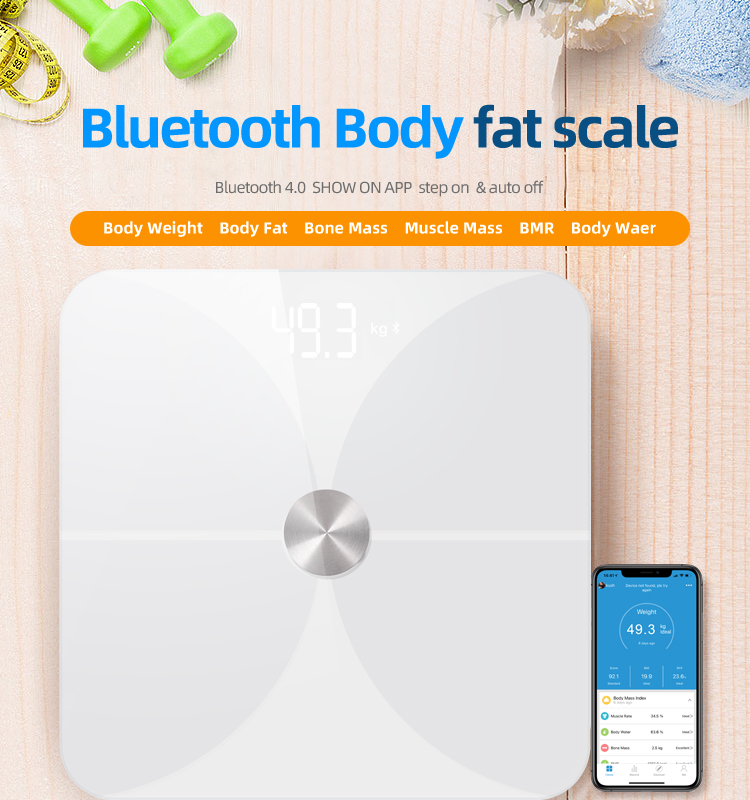 Báscula digital de grasa corporal inteligente para uso en el baño